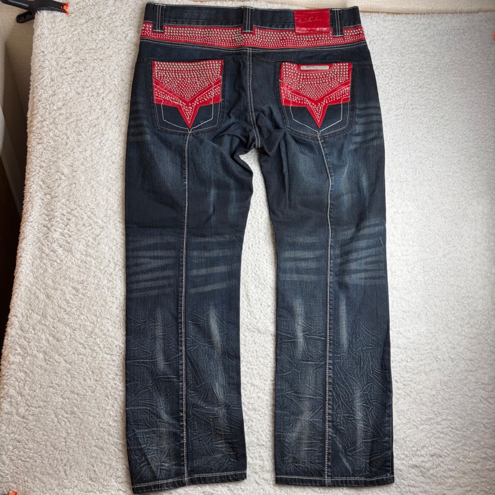 Pelle Pelle Marc Buchanan Limited Edition Studded Red Leather Jeans 42x34 Y2K